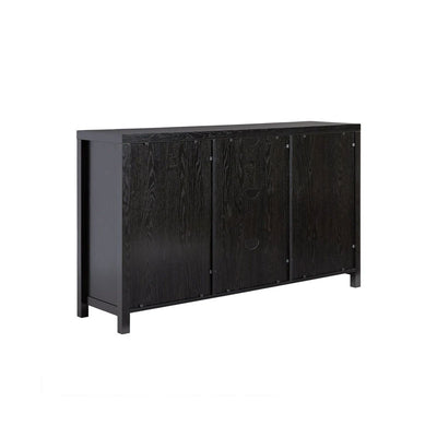 Walker Edison Sasha Rattan Sideboard/TV Stand SAHD5DBL2, black rattan-door media cabinet rear view