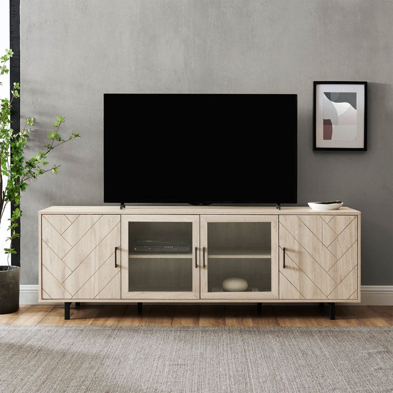 Walker Edison Ella Herringbone TV Stand (70 in, Birch) W70HER4DBH