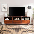 Walker Edison Sloane 3 Drawer Solid Wood TV Stand (70 in, Walnut) W70IV3DWT