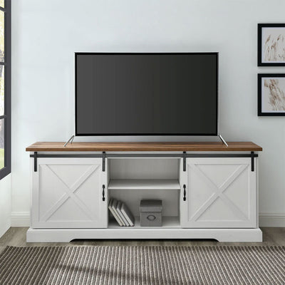 Walker Edison Sliding Barn Door TV Stand (70 inch, Oak, White) W70SBDROBRW