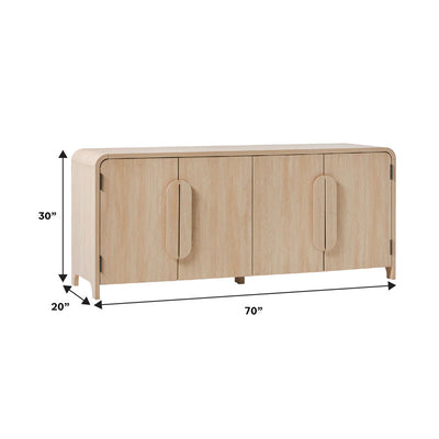 Walker Edison Chantelle Modern Curved Buffet Sideboard/TV Stand WECHA11704CO1, media console dimensions diagram