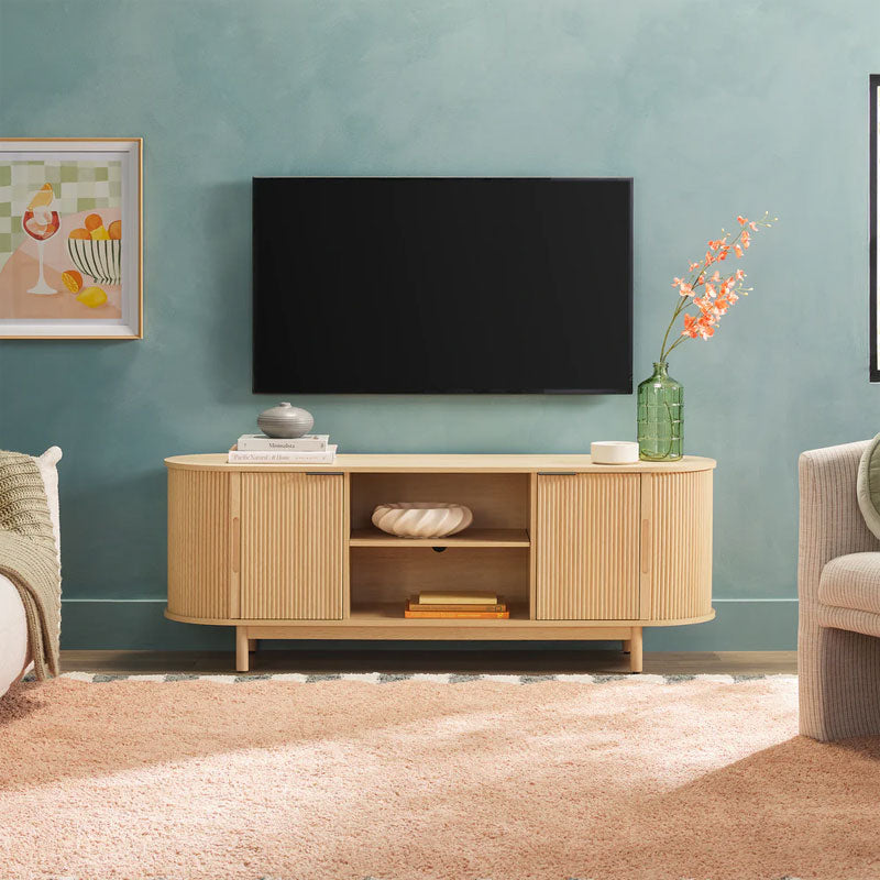 Walker Edison Chloe Modern Reeded TV Stand (60 in, Oak) WECHL21604CO1