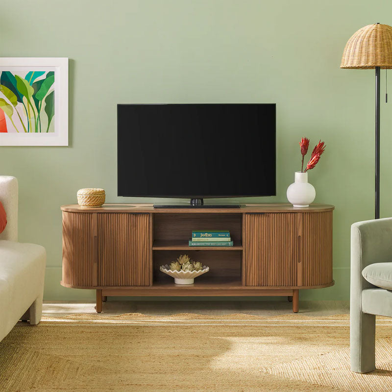Walker Edison Chloe Modern Reeded TV Stand (60 in, Mocha) WECHL21604MO1