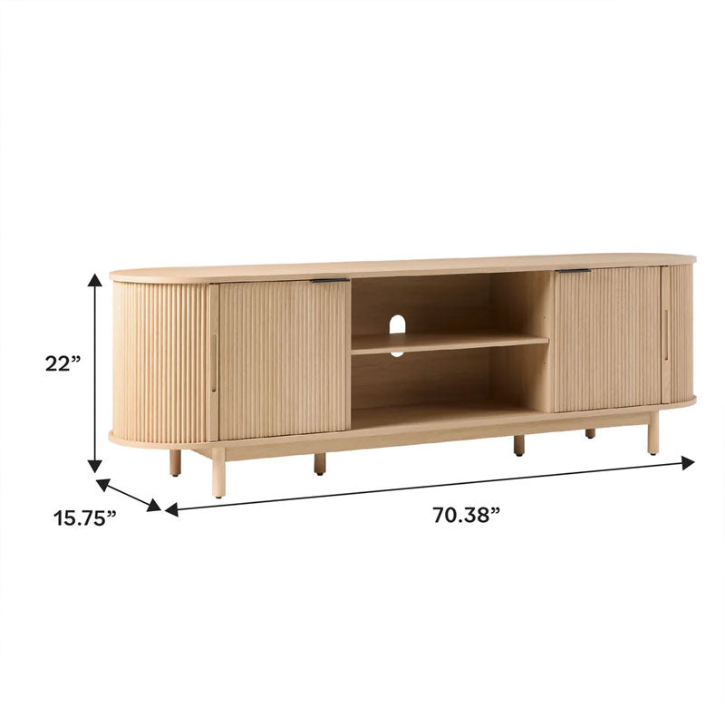 Walker Edison Chloe Modern Reeded TV Stand WECHL21704MO1, fluted media console dimensions diagram