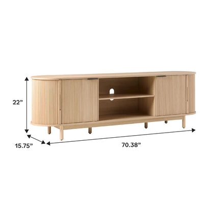 Walker Edison Chloe Modern Reeded TV Stand WECHL21704MO1, fluted media console dimensions diagram