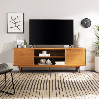 Walker Edison Adair 70 in. Modern 2 Door Solid Wood TV Stand (Caramel) W70A