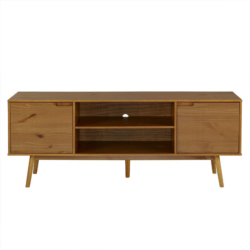 Walker Edison Adair 70 in. Modern 2 Door Solid Wood TV Stand W70ADR2DCA, wood media console in a front view