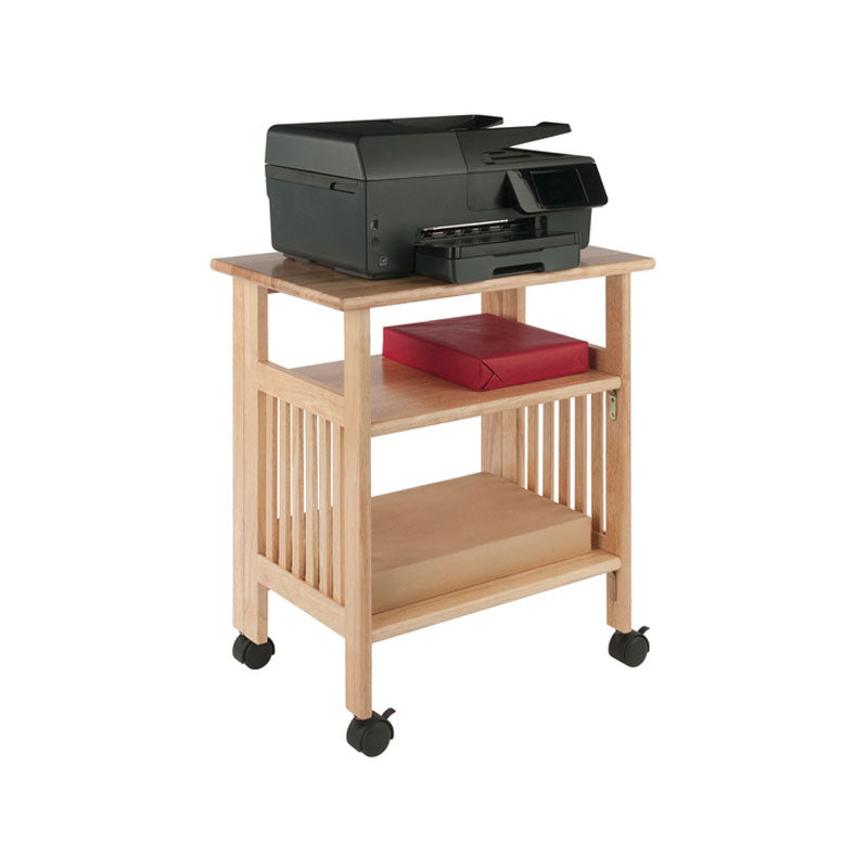 Winsome Wood Mission Printer Cart 81628, folding wood printer cart loaded with printer