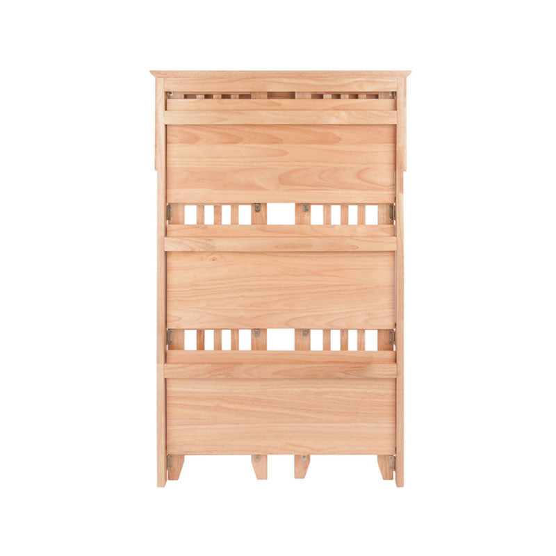 Winsome Wood Mission 4-Tier Folding Shelf 82427, wood media rack rear view with shelf panels