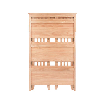 Winsome Wood Mission 4-Tier Folding Shelf 82427, wood media rack rear view with shelf panels