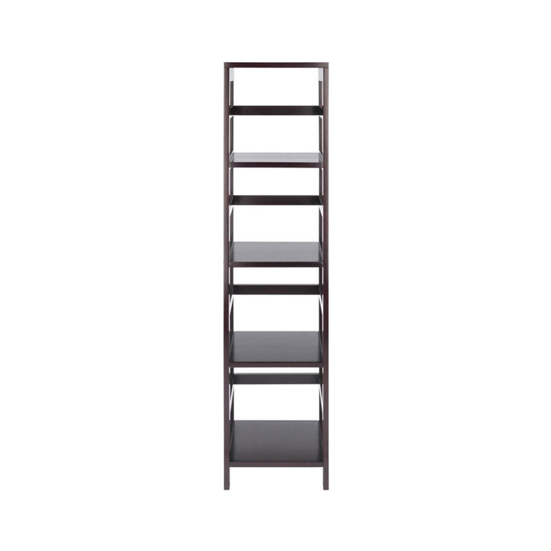 Winsome Wood Leo 4-Tier Shelf 92514, tall black ladder-style media rack