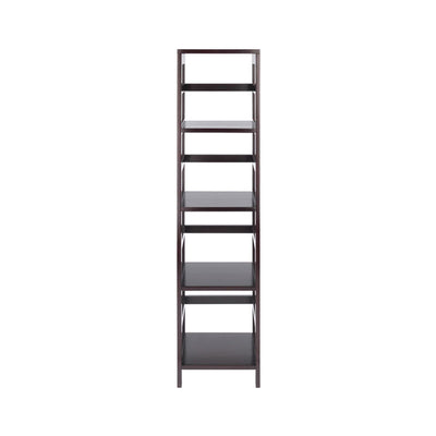Winsome Wood Leo 4-Tier Shelf 92514, tall black ladder-style media rack
