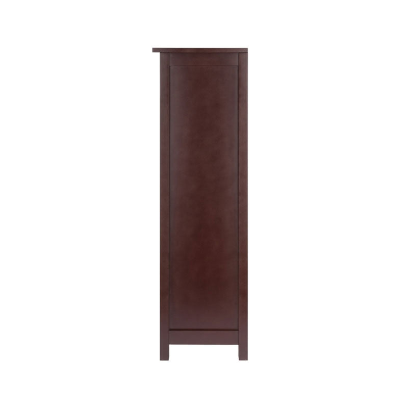 Winsome Wood Milan Extra-Wide 3-Tier Shelf 94328, dark wood bookcase side view