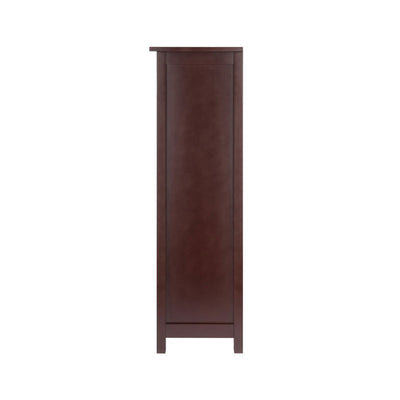 Winsome Wood Milan Extra-Wide 3-Tier Shelf 94328, dark wood bookcase side view