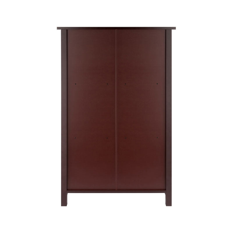 Winsome Wood Milan Extra-Wide 3-Tier Shelf 94328, dark wood bookcase rear view