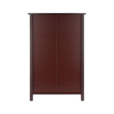 Winsome Wood Milan Extra-Wide 3-Tier Shelf 94328, dark wood bookcase rear view