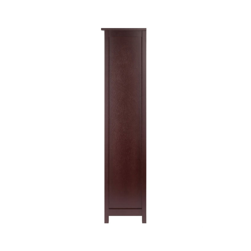 Winsome Wood Milan 4-Tier Upright Shelf 94416, dark wood bookcase right side view