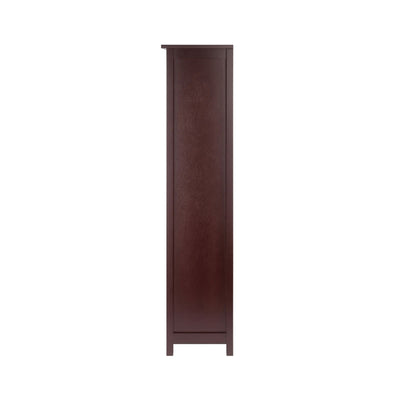 Winsome Wood Milan 4-Tier Upright Shelf 94416, dark wood bookcase right side view