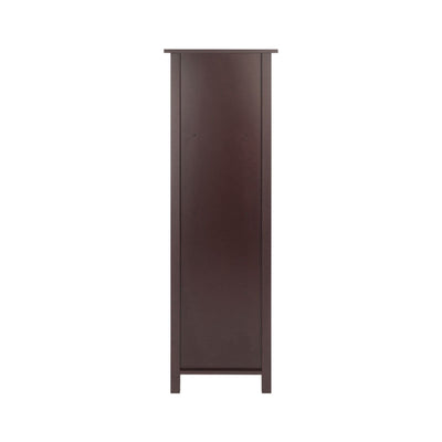 Winsome Wood Milan 4-Tier Upright Shelf 94416, dark wood bookcase left side view
