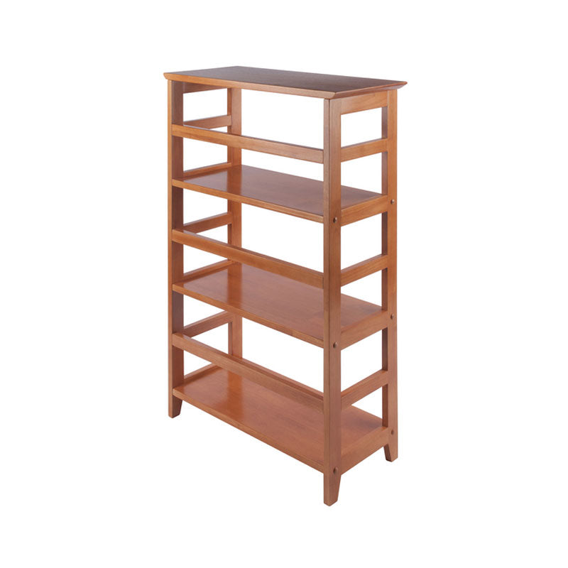 Winsome Wood Studio 4-Tier Bookshelf 99342, tall wooden media rack front three-quarter view