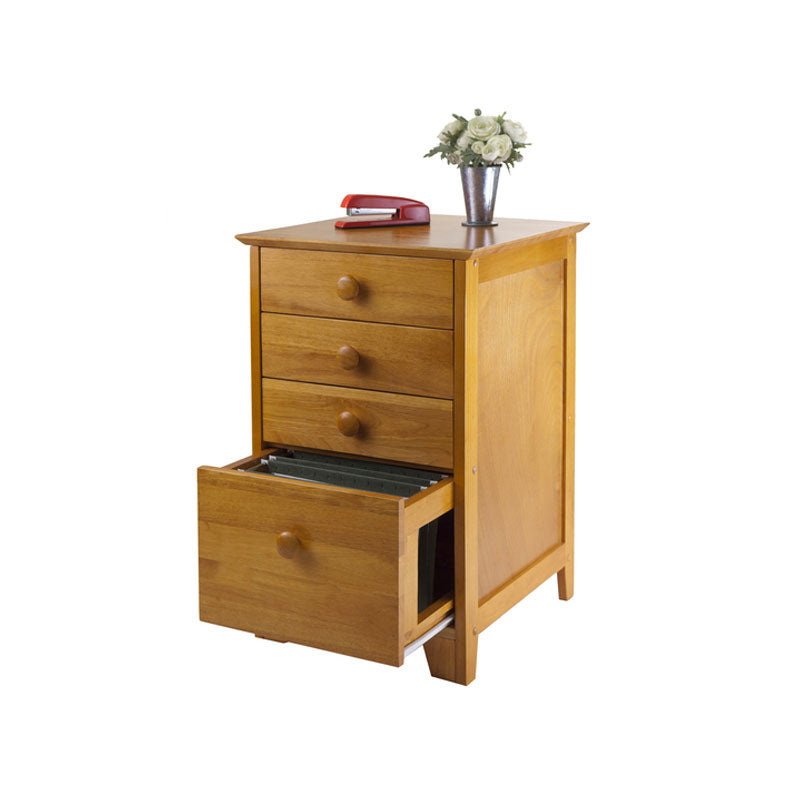 Winsome Wood Studio File Cabinet 99428, wood storage cabinet with bottom drawer open