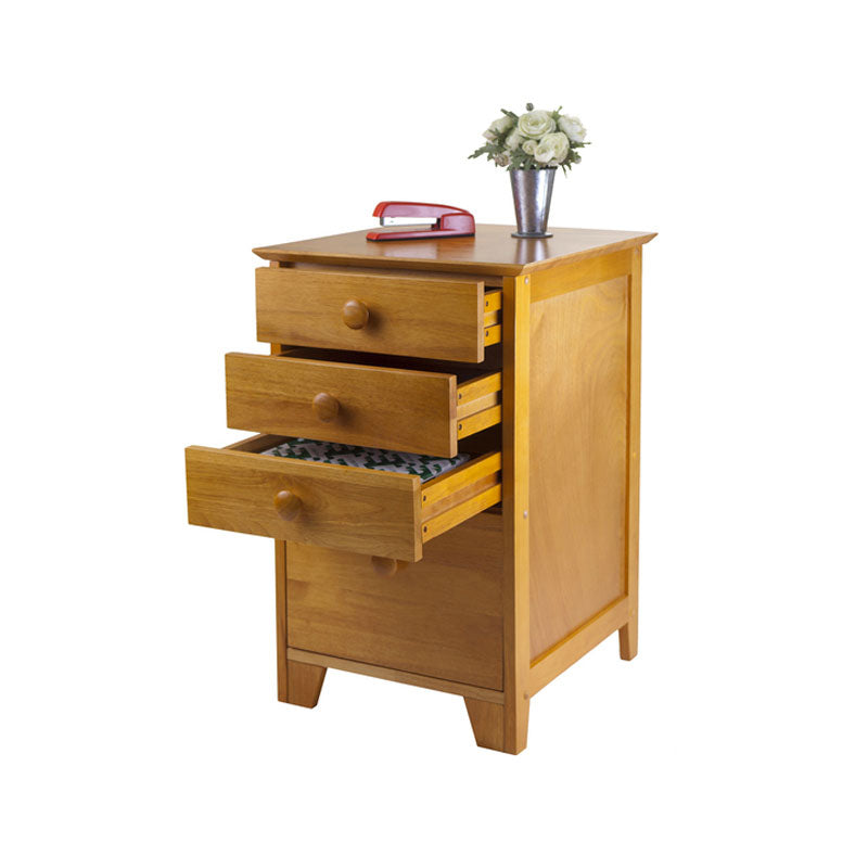 Winsome Wood Studio File Cabinet 99428, wood storage cabinet with drawers open
