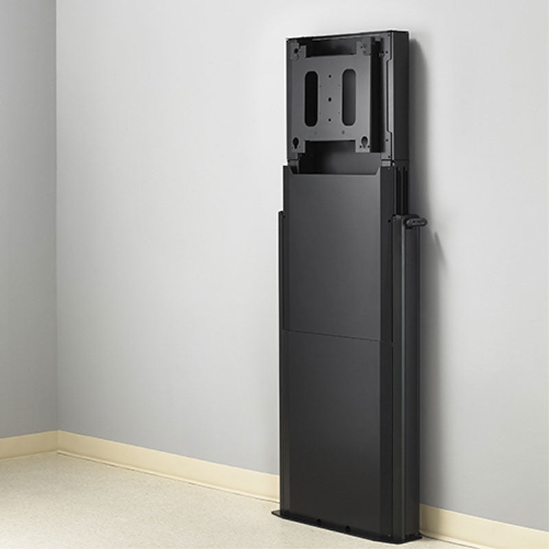 Chief XL Electric Height Adjustable Floor Support Mount XFD1U, lowered display lift cabinet view