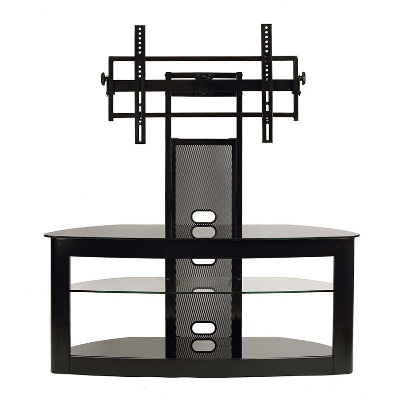 TransDeco Glass TV Stand with Mounting System for 35-65 inch Screens (Black) TD600B