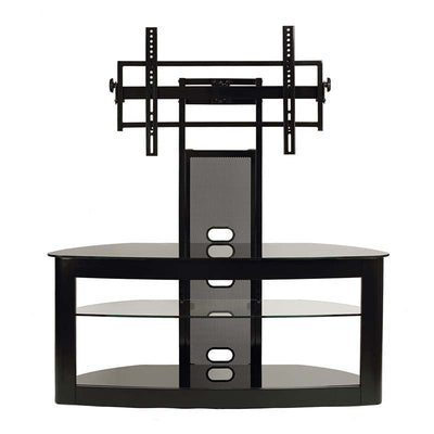 TransDeco Glass TV Stand with Mounting System for 35-65 inch Screens (Black) TD600B