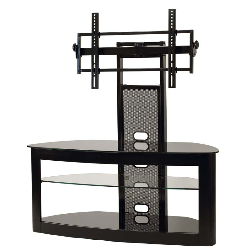TransDeco Glass TV Stand with Mount for 35 to 80 inch Screens TD600B, floor TV stand front view