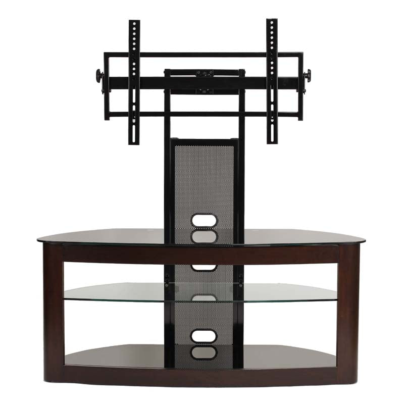 TransDeco Glass TV Stand with Mounting System for 35-65 inch Screens (Espresso) TD600ES