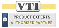 VTI logo showing Stands and Mounts as 'Product Experts' and 'Authorized Partner' 