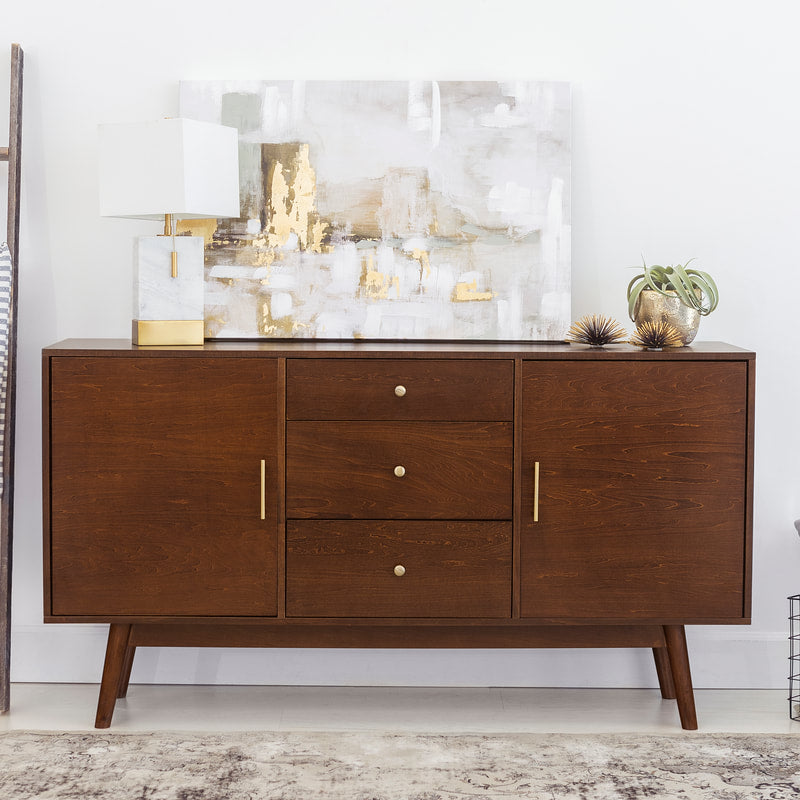 Walker Edison Mid Century Modern 60 inch TV Stand, Walnut Finish W60CMCWT